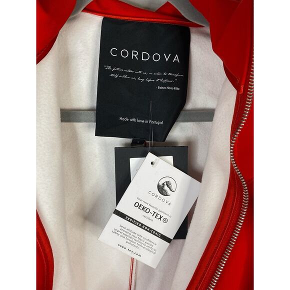 Cordova Ski Suit Snowboarding Waterproof Zip Front Belted Firey Red White Size S - Picture 14 of 16